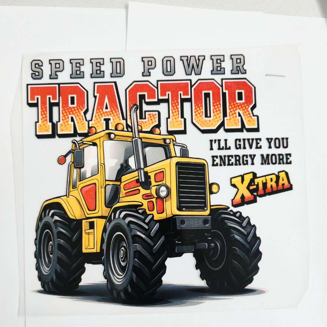 Speed Power Tractor Design  - DTF Emboss Sticker