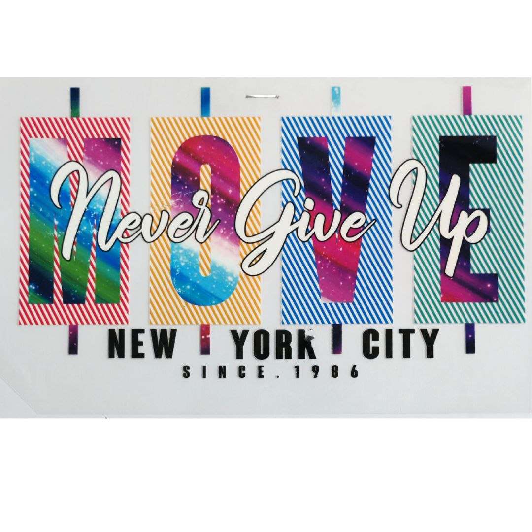 Never Give Up New York City Design DTF Emboss Sticker