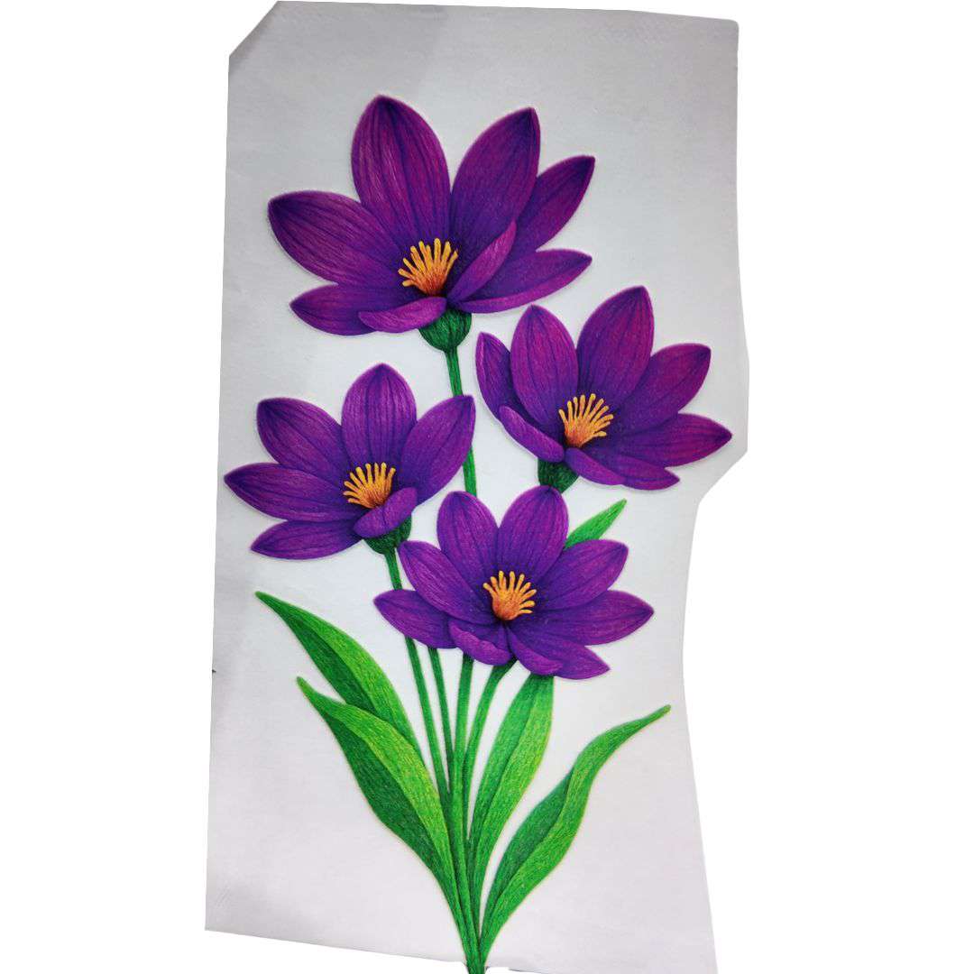 Flower Style 12 Girls DTF Emboss Sticker