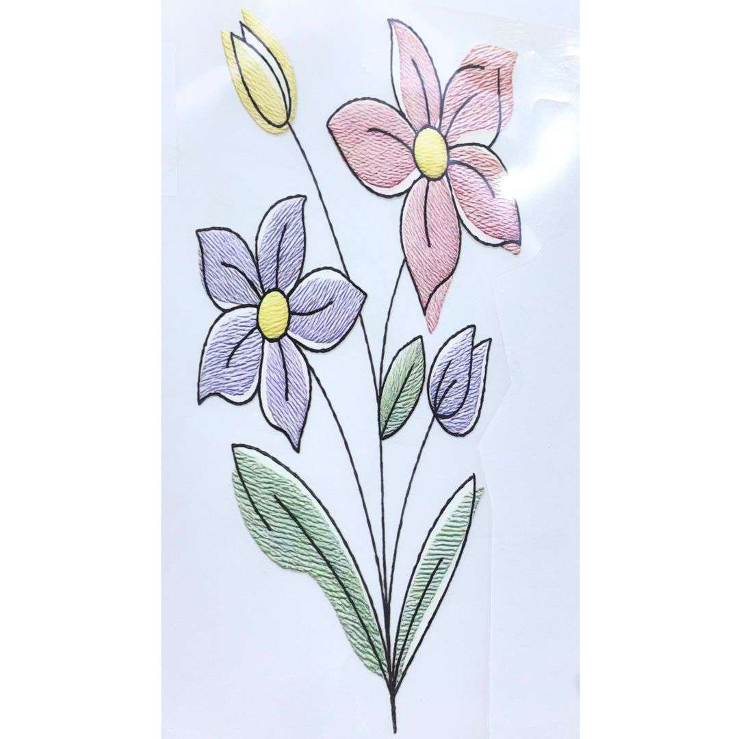 Flower Embroidery DTF Puff Sticker Style - 5