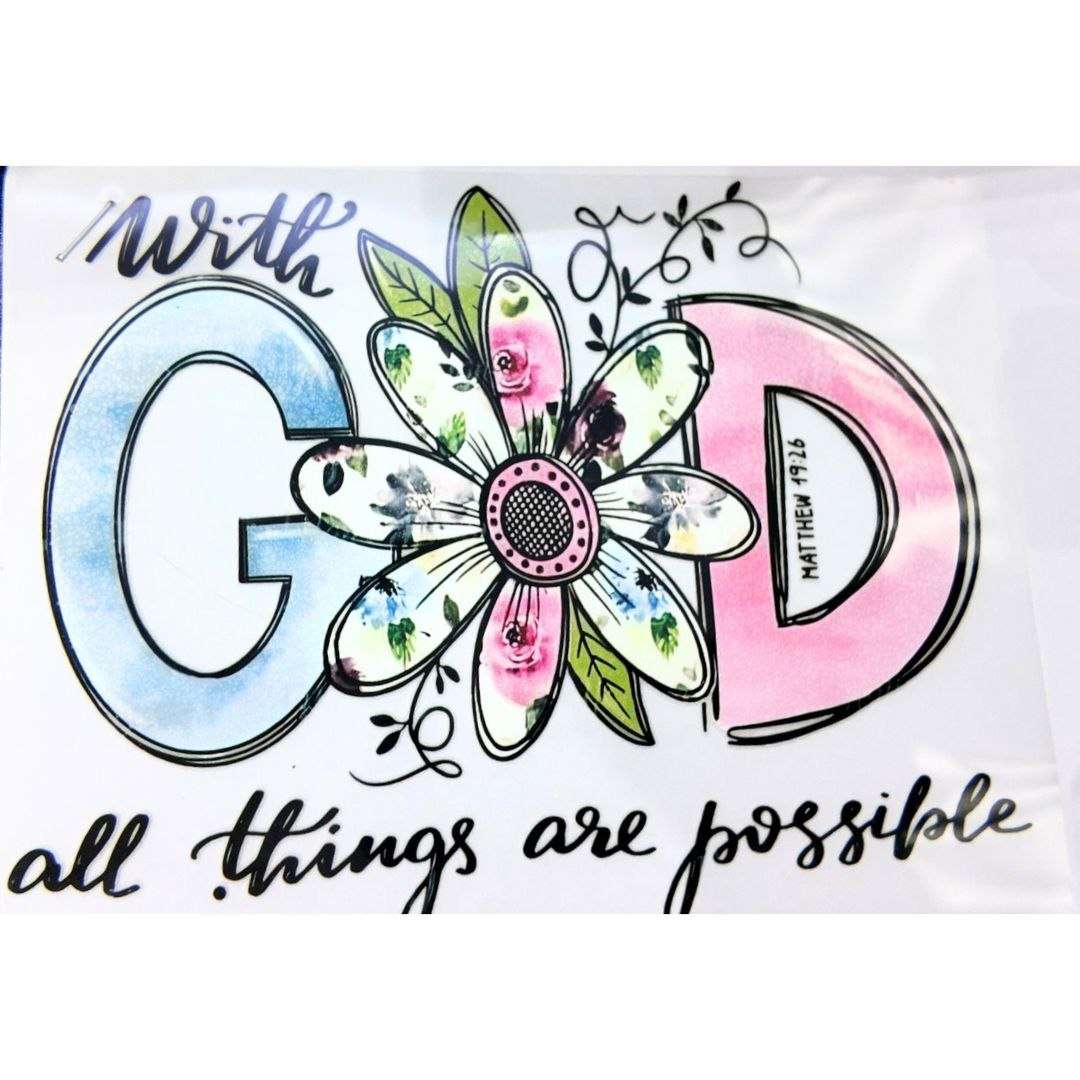 God All Thing are Possible Design Girls DTF Emboss Sticker