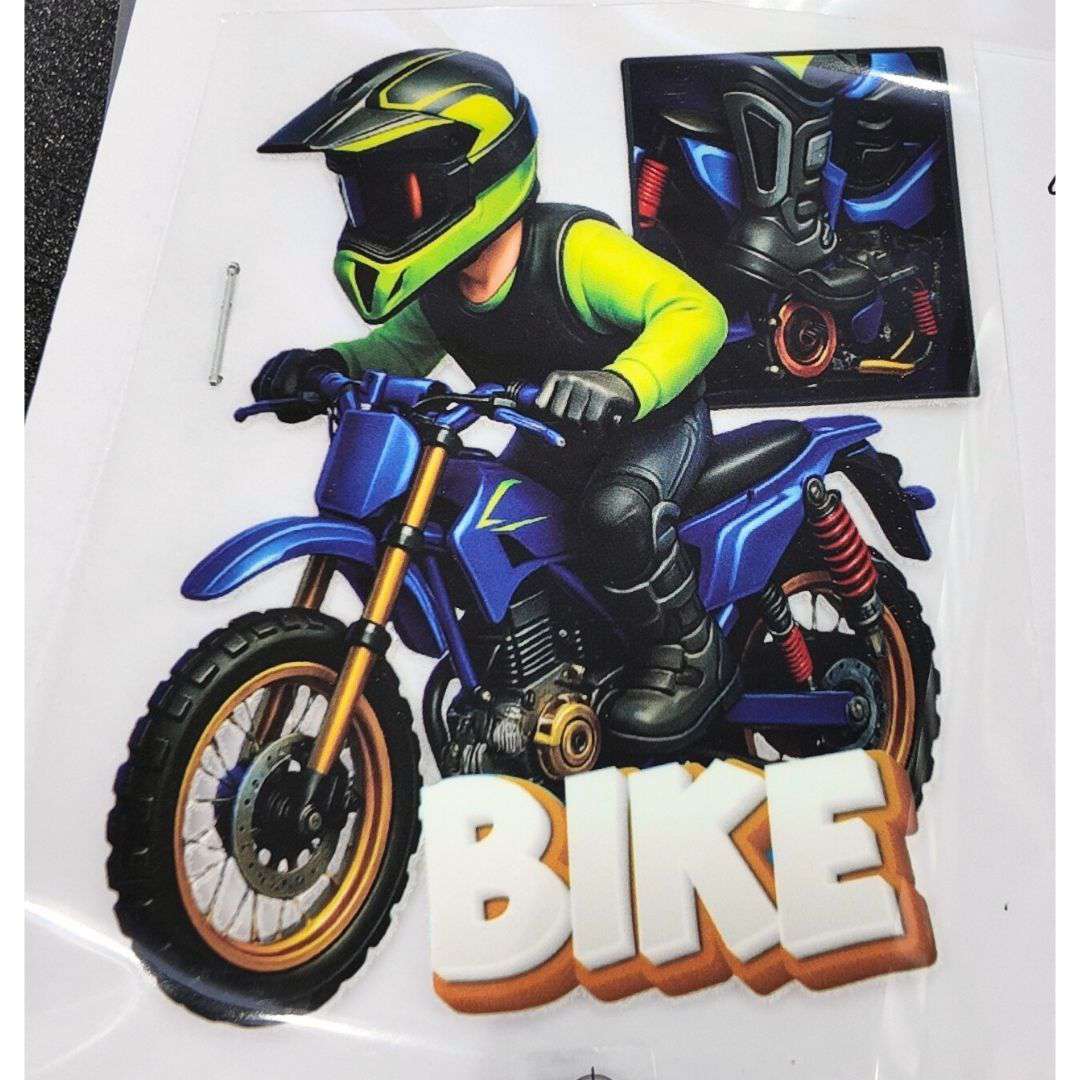 Bike Design Kids DTF Emboss Stickers
