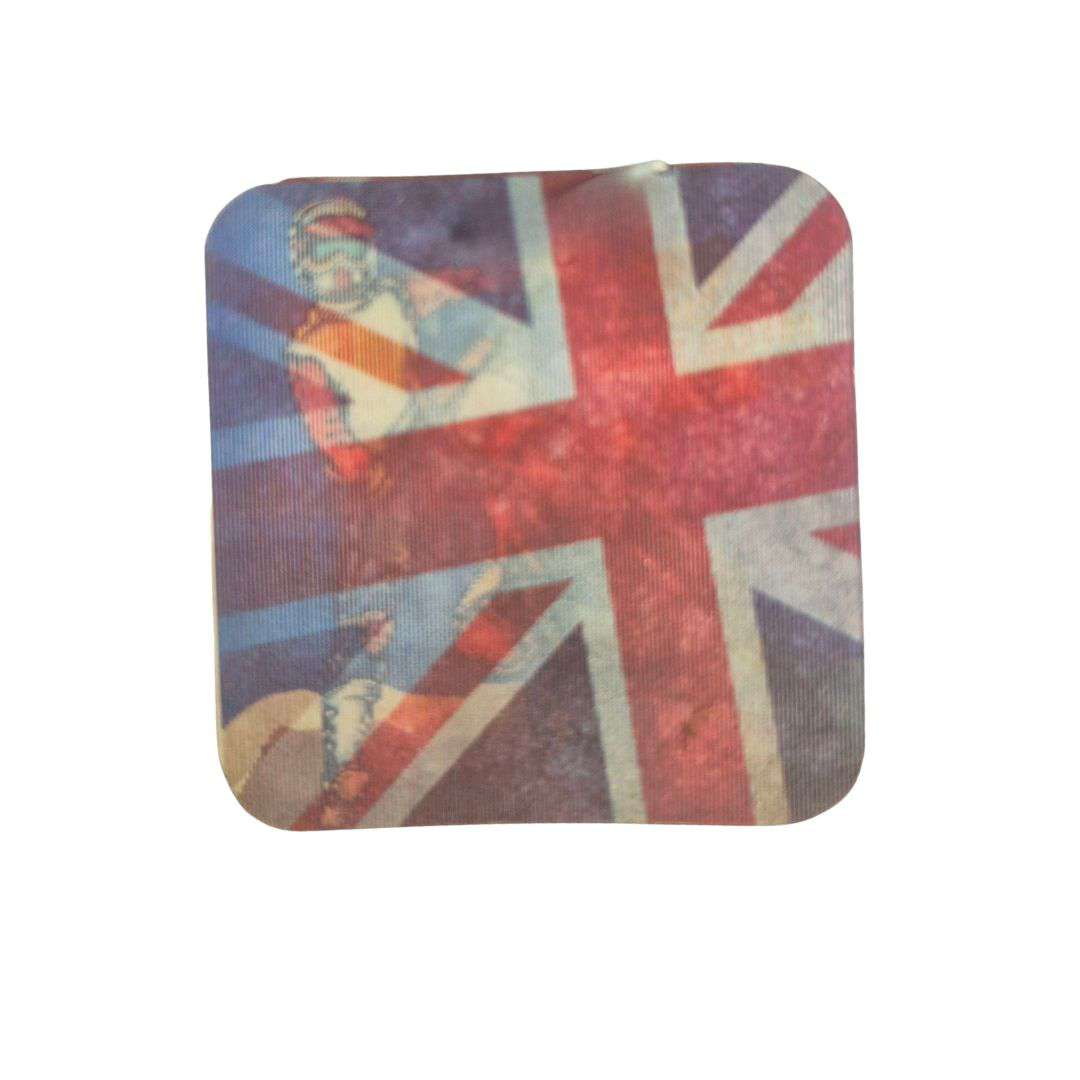 Motorbike and UK Flag Square 3D Picture Logo